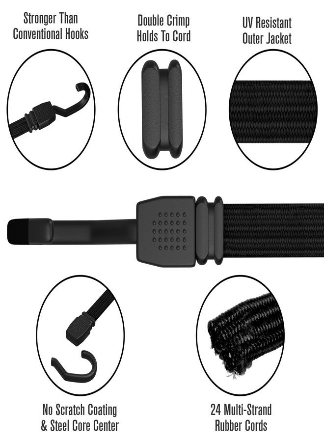 هاوسابلز حبال مطاطية طويلة من هاوسابلز مزودة بخطافات، حبال مطاطية مزودة بخطافات، أحزمة مطاطية، بنجي، أحزمة دوللي، حبل مسطح، بنجي، حبل مطاطي للتعليق، مرن، نقل، شاحنة، بنجي، سيارة، أسود، 48 بوصة، عبوة من 4 قطع - Image 3